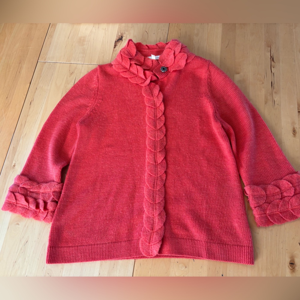 Anthropologie Moth Wool Cardigan with Braided Trim, size M